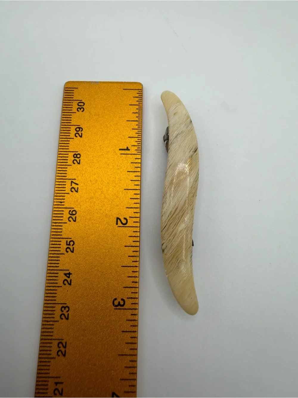 Vtg French Barrette Faux Horn Marble Otomatic Bte SGDG Cream Brown 1950s France